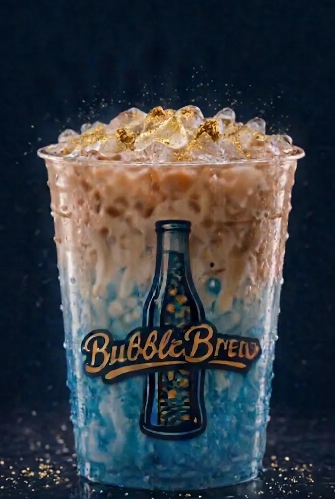 Cream finishing a custom dirty soda at BubbleBrew