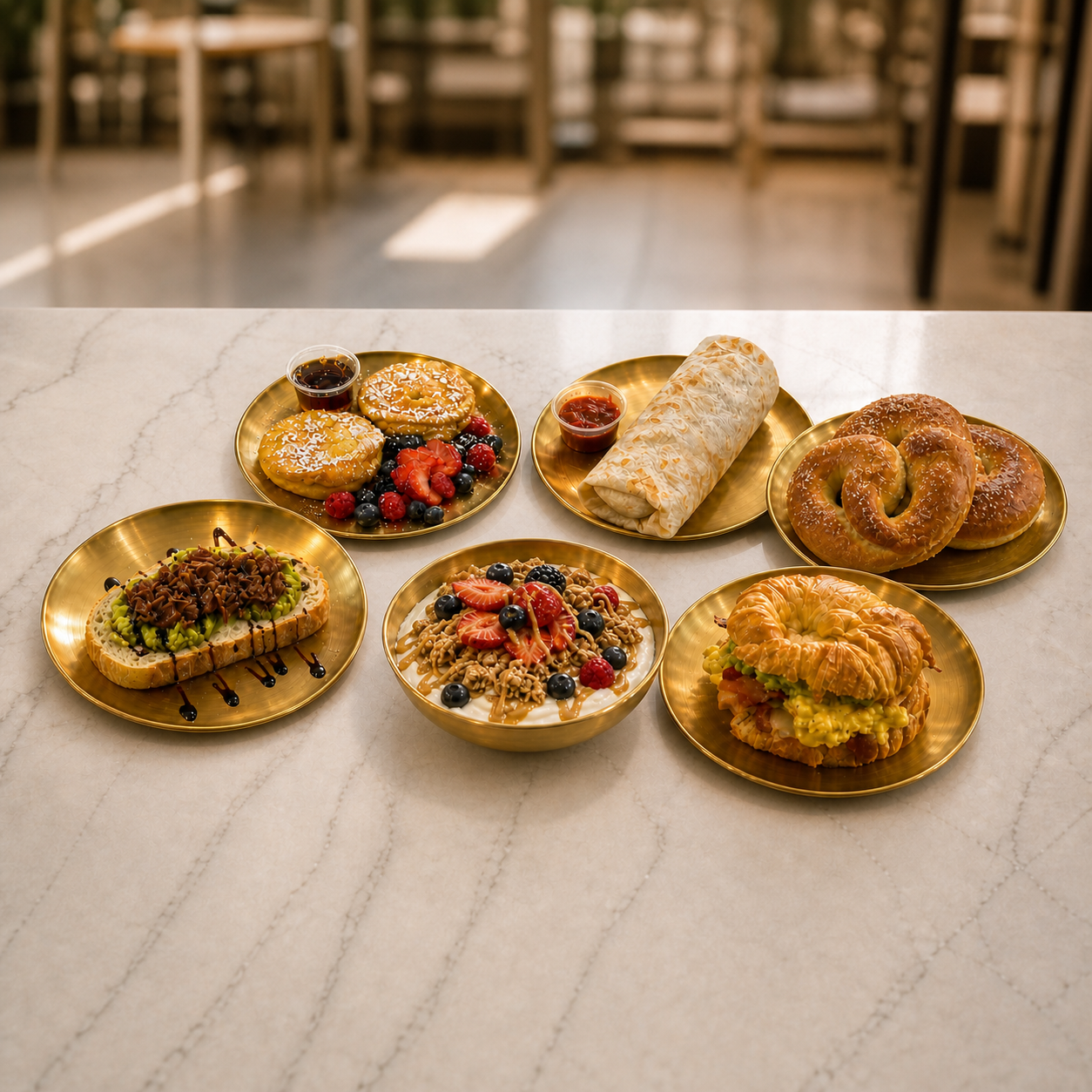 A spread of made-to-order BubbleBrew food